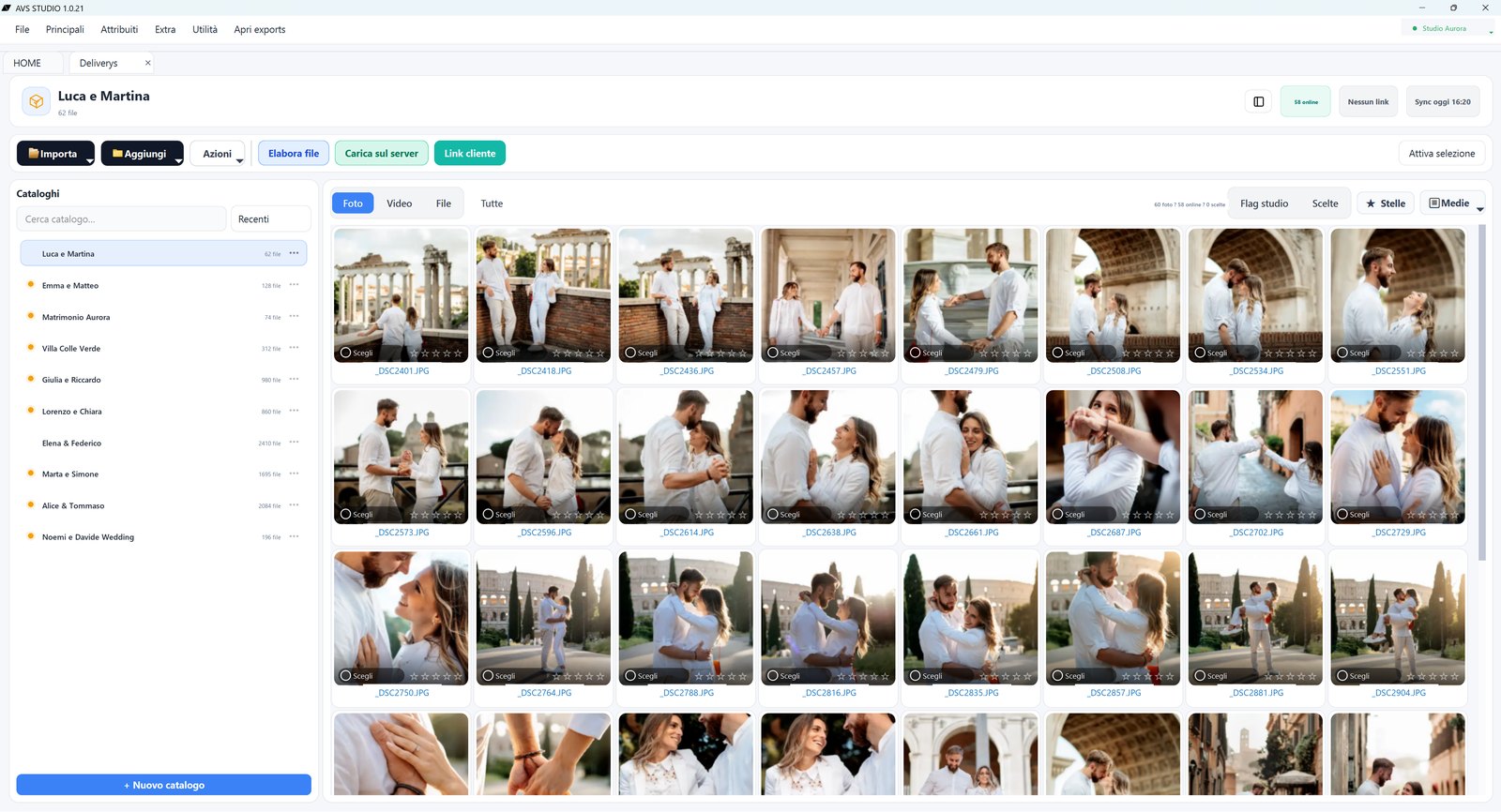 Interfaccia Deliverys di ShootOffice